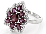 Blue Lab Created Alexandrite Rhodium Over Silver Ring 1.92ctw