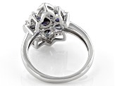 Blue Lab Created Alexandrite Rhodium Over Silver Ring 1.92ctw
