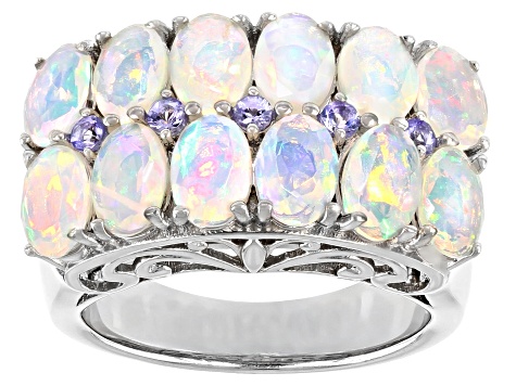 Multi-color Ethiopian Opal Rhodium Over Silver Ring 2.95ctw - MQH276 ...