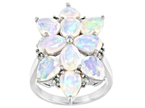 Ethiopian Opal Rhodium Over Sterling Silver Ring 3.65ctw