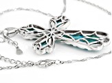 Blue Kingman Turquoise Rhodium Over Sterling Silver Pendant with Chain