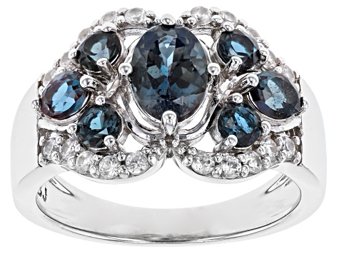 Blue Lab Created Alexandrite Rhodium Over Silver Ring 1.92ctw - MQH365 ...