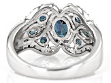 Blue Lab Created Alexandrite Rhodium Over Silver Ring 1.93ctw