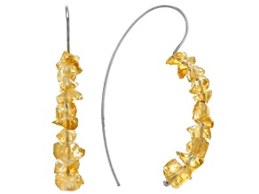 Yellow citrine rough rhodium over sterling silver earrings