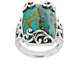 Blue Composite Turquoise Rhodium Over Sterling Silver Ring