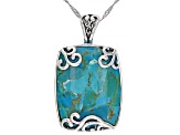 Blue Composite Turquoise Rhodium Over Sterling Silver Enhancer with Chain