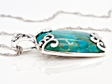 Blue Composite Turquoise Rhodium Over Sterling Silver Enhancer with Chain