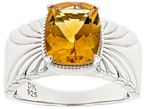 Yellow Citrine Rhodium Over Silver Ring 2.47ctw