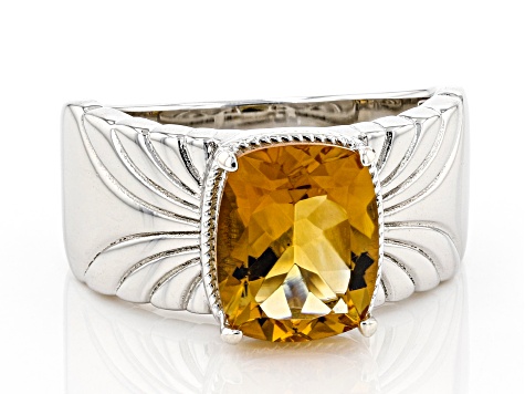 Yellow Citrine Rhodium Over Silver Ring 2.47ctw