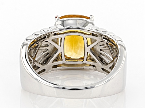 Yellow Citrine Rhodium Over Silver Ring 2.47ctw