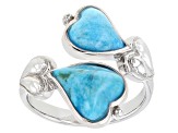 Blue Turquoise Rhodium Over Silver Ring