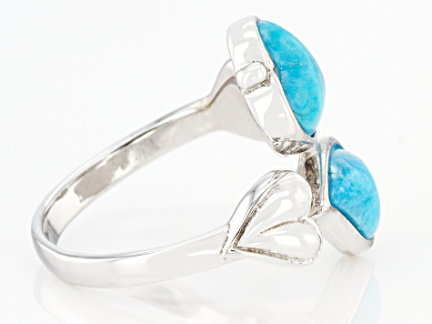 Blue Composite Turquoise Rhodium Over Silver Ring