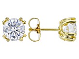 Moissanite Fire® 2.00ctw DEW Round 14k Yellow Gold Over Sterling Silver Earrings