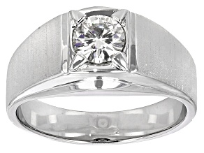 Moissanite Fire® 1.00ct Diamond Equivalent Weight Round Platineve™ Solitaire mens Ring