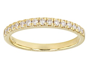 Moissanite Ring 14k Yellow Gold Over Silver .23ctw DEW.