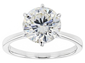 Moissanite Platineve Solitaire Ring 3.10ct DEW