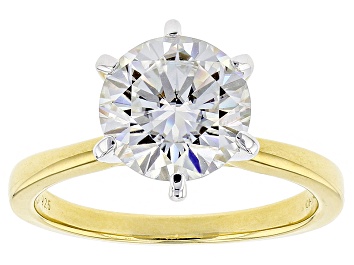 Picture of Moissanite 14k Yellow Gold Over Sterling Silver Solitaire Ring 3.10ct DEW