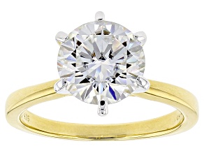Moissanite 14k Yellow Gold Over Sterling Silver Solitaire Ring 3.10ct DEW