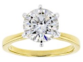 Moissanite 14k Yellow Gold Over Sterling Silver Solitaire Ring 3.10ct DEW
