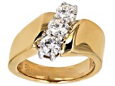 Moissanite Fire 14k Yellow Gold Over Sterling Silver 3-Stone Ring 1.00ctw DEW