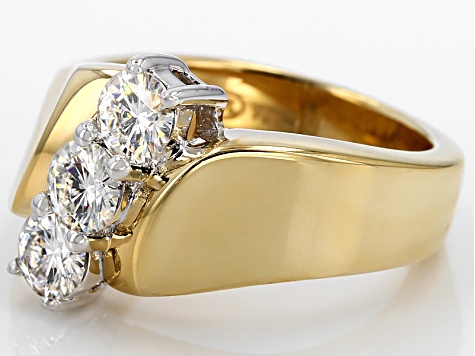Moissanite Fire 14k Yellow Gold Over Sterling Silver 3-Stone Ring 1