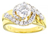 Moissanite 14k Yellow Gold Over Silver Swirl Ring 1.80ctw DEW