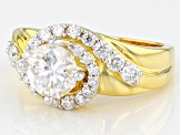 Moissanite 14k Yellow Gold Over Silver Swirl Ring 1.80ctw DEW