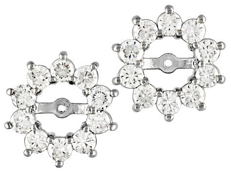Womens Halo Earrings Jackets White Moissanite 1 20ct Round Platineve Womens Halo Earrings Jackets White Moissanite 1 20ct Round Platineve