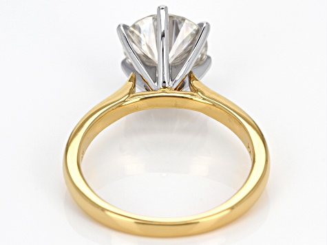 Moissanite Fire® 2.70ct Diamond Equivalent Weight Round 14k Yellow Gold Over Sterling Silver Ring