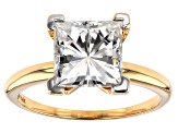 Moissanite 14k Yellow Gold Solitaire Ring 3.10ctw DEW.