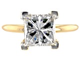 Moissanite 14k Yellow Gold Solitaire Ring 3.10ctw DEW.
