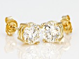 Moissanite Fire® 2.00ctw Diamond Equivalent Weight Round 14k Yellow Gold Stud Earrings