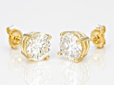 Moissanite Fire® 2.40ctw Diamond Equivalent Weight Round 14k Yellow Gold Stud Earrings