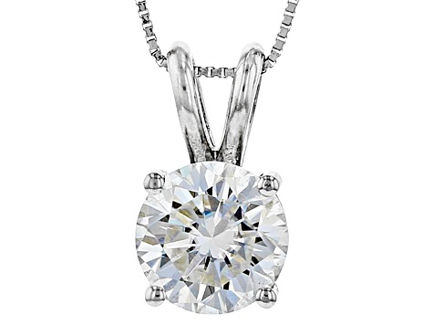 Moissanite Pendant 14k White Gold 1.50ct DEW.