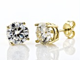 Moissanite Fire™ 3.80ctw Diamond Equivalent Weight Round, 14k Yellow Gold Stud Earrings.