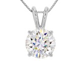 Moissanite Fire® 2.20ct DEW Round 14k White Gold Pendant With 18 inch Baby Box Chain
