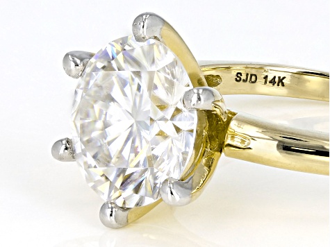 Moissanite 14k Yellow Gold Ring 3.10ct Diamond Equivalent Weight
