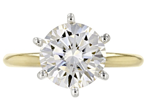 3.00 CTW DEW Round Forever One Moissanite Four Prong Solitaire Stud  Earrings in 14K Yellow Gold