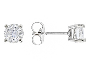 Moissanite 10k White Gold Stud Earrings 1.00ctw DEW.