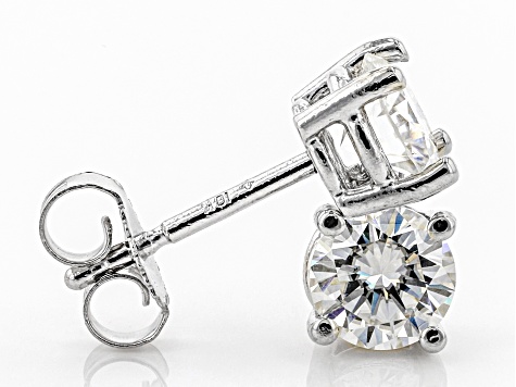 Moissanite 10k White Gold Stud Earrings 1.00ctw DEW.