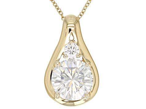 1.98Ctw Pear Moissanite Sparkle Halo Pendant Without Chain 14k White Gold Plated