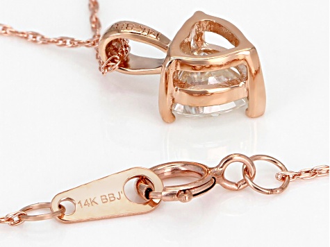 Moissanite 14k rose gold pendant .60ct DEW