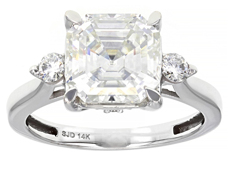 Moissanite 14K white gold ring 4.38ctw DEW.