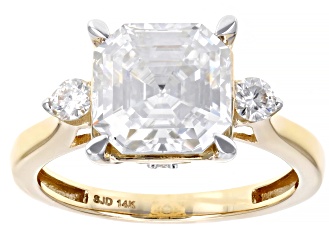 Moissanite 14k Yellow Gold Ring 4.38ctw DEW.