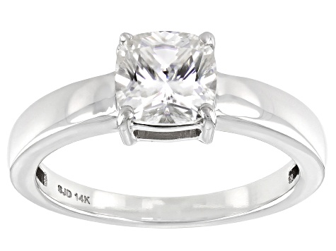 Moissanite 14k white gold ring 1.30ct DEW.