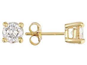 Moissanite 3k yellow gold stud earring 1.20ctw DEW.