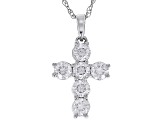 Moissanite 10k White Gold Cross Pendant .78ctw DEW