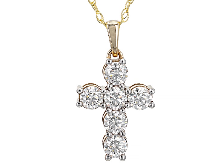 Moissanite 10k Yellow Gold Cross Pendant .78ctw DEW Moissanite 10k Yellow Gold Cross Pendant .78ctw DEW