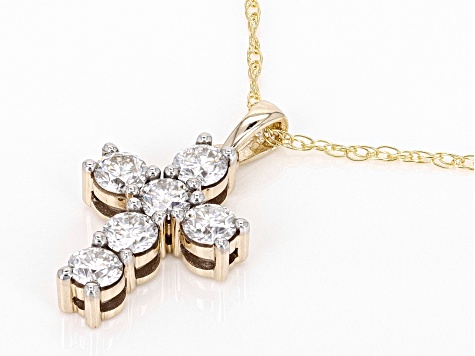 Moissanite 10k Yellow Gold Cross Pendant .78ctw DEW