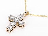 Moissanite 10k Yellow Gold Cross Pendant .78ctw DEW